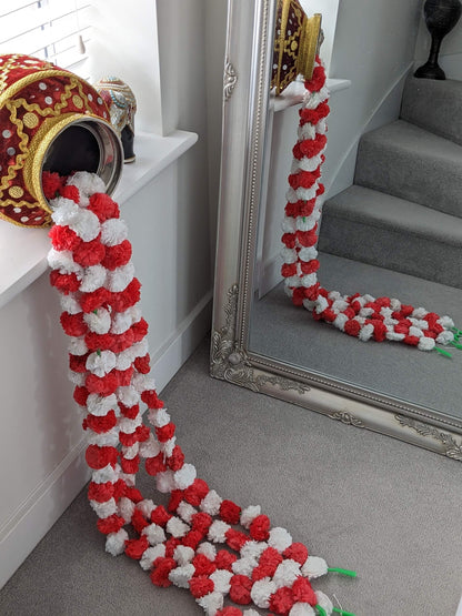 Artificial Garland-Two Colour Indian Wedding Marigolds - 5 Garlands